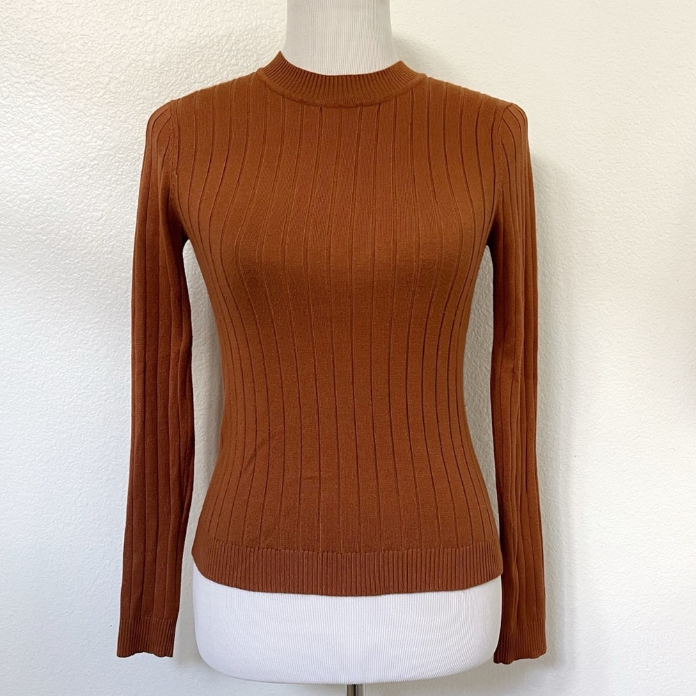 EUC - Light Crewneck Ribbed Sweater Long Sleeve | Forever 21, S | Burnt Sienna